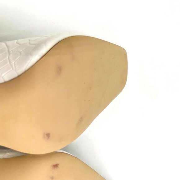 Sam Edelman Size 8.5 Beth White‎ Leather Croc Gator Stiletto Heels Pumps Shoes - Picture 10 of 15